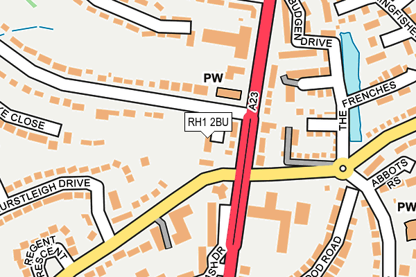 RH1 2BU map - OS OpenMap – Local (Ordnance Survey) RH1 2BU map - OS OpenMap – Local (Ordnance Survey)