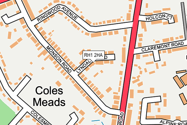 RH1 2HA map - OS OpenMap – Local (Ordnance Survey) RH1 2HA map - OS OpenMap – Local (Ordnance Survey)