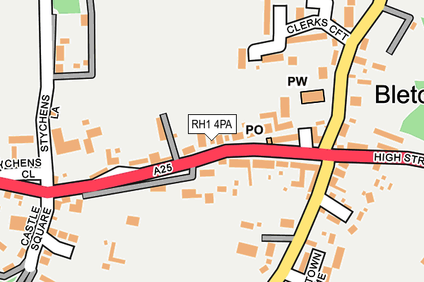 RH1 4PA map - OS OpenMap – Local (Ordnance Survey) RH1 4PA map - OS OpenMap – Local (Ordnance Survey)