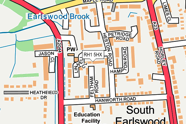 RH1 5HX map - OS OpenMap – Local (Ordnance Survey) RH1 5HX map - OS OpenMap – Local (Ordnance Survey)