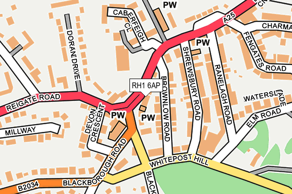 RH1 6AP map - OS OpenMap – Local (Ordnance Survey) RH1 6AP map - OS OpenMap – Local (Ordnance Survey)