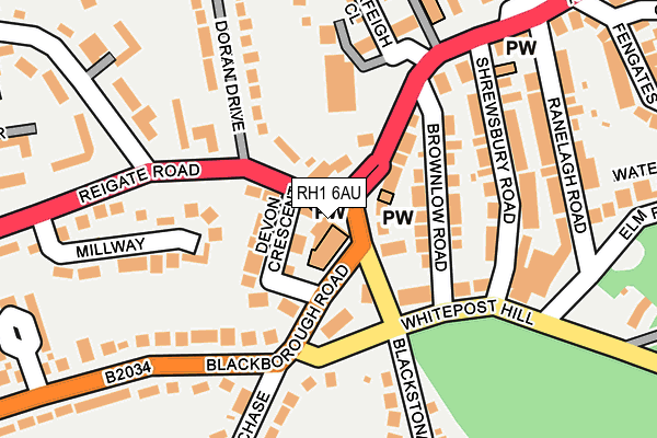 RH1 6AU map - OS OpenMap – Local (Ordnance Survey) RH1 6AU map - OS OpenMap – Local (Ordnance Survey)