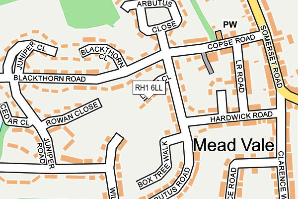 RH1 6LL map - OS OpenMap – Local (Ordnance Survey) RH1 6LL map - OS OpenMap – Local (Ordnance Survey)