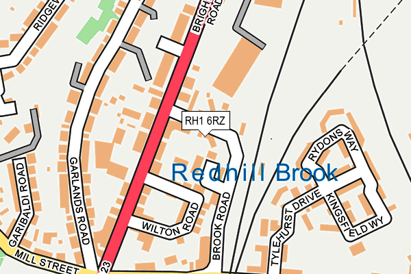 RH1 6RZ map - OS OpenMap – Local (Ordnance Survey) RH1 6RZ map - OS OpenMap – Local (Ordnance Survey)