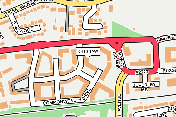 RH10 1AW map - OS OpenMap – Local (Ordnance Survey) RH10 1AW map - OS OpenMap – Local (Ordnance Survey)
