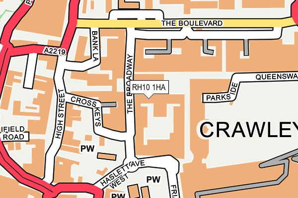RH10 1HA map - OS OpenMap – Local (Ordnance Survey)