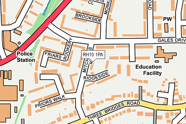 RH10 1PA map - OS OpenMap – Local (Ordnance Survey) RH10 1PA map - OS OpenMap – Local (Ordnance Survey)