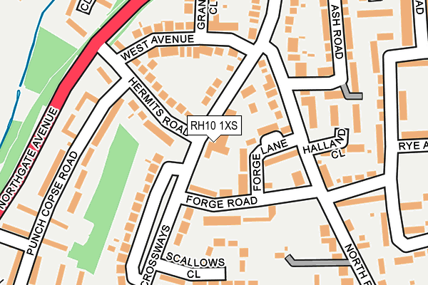 RH10 1XS map - OS OpenMap – Local (Ordnance Survey) RH10 1XS map - OS OpenMap – Local (Ordnance Survey)