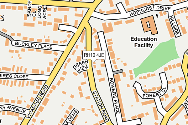 RH10 4JE map - OS OpenMap – Local (Ordnance Survey) RH10 4JE map - OS OpenMap – Local (Ordnance Survey)