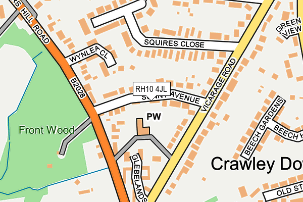 RH10 4JL map - OS OpenMap – Local (Ordnance Survey) RH10 4JL map - OS OpenMap – Local (Ordnance Survey)