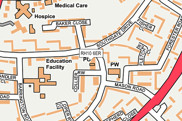 RH10 6ER map - OS OpenMap – Local (Ordnance Survey) RH10 6ER map - OS OpenMap – Local (Ordnance Survey)