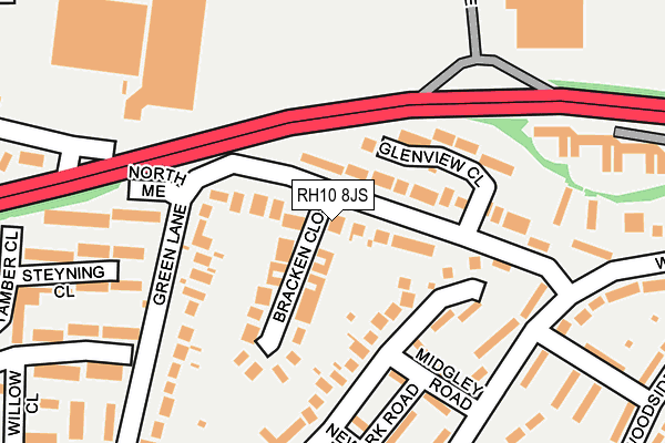 RH10 8JS map - OS OpenMap – Local (Ordnance Survey) RH10 8JS map - OS OpenMap – Local (Ordnance Survey)