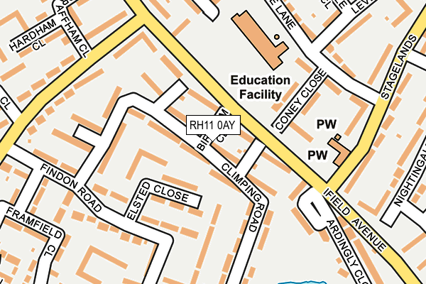 RH11 0AY map - OS OpenMap – Local (Ordnance Survey)