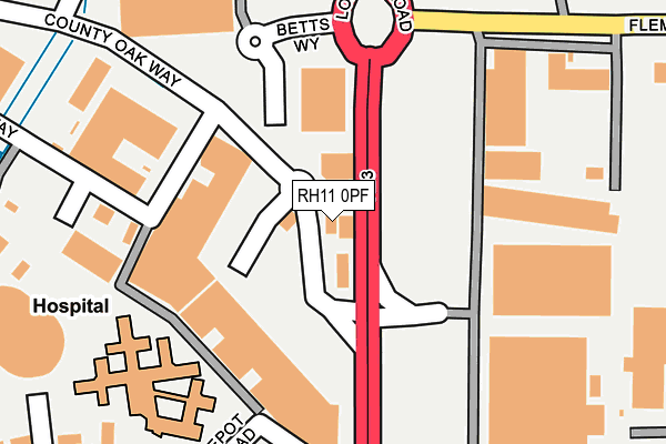 RH11 0PF map - OS OpenMap – Local (Ordnance Survey) RH11 0PF map - OS OpenMap – Local (Ordnance Survey)