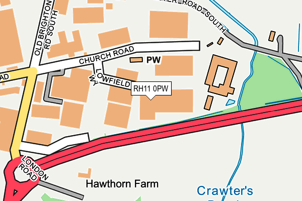 RH11 0PW map - OS OpenMap – Local (Ordnance Survey) RH11 0PW map - OS OpenMap – Local (Ordnance Survey)