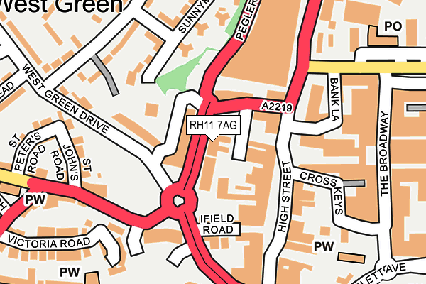 RH11 7AG map - OS OpenMap – Local (Ordnance Survey) RH11 7AG map - OS OpenMap – Local (Ordnance Survey)