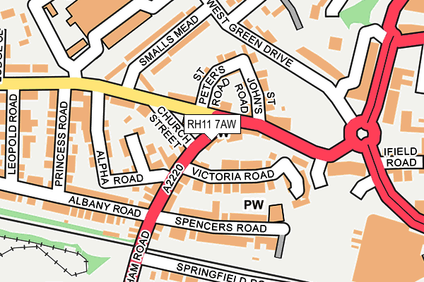 RH11 7AW map - OS OpenMap – Local (Ordnance Survey) RH11 7AW map - OS OpenMap – Local (Ordnance Survey)