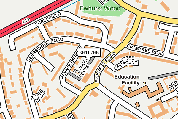 RH11 7HB map - OS OpenMap – Local (Ordnance Survey) RH11 7HB map - OS OpenMap – Local (Ordnance Survey)