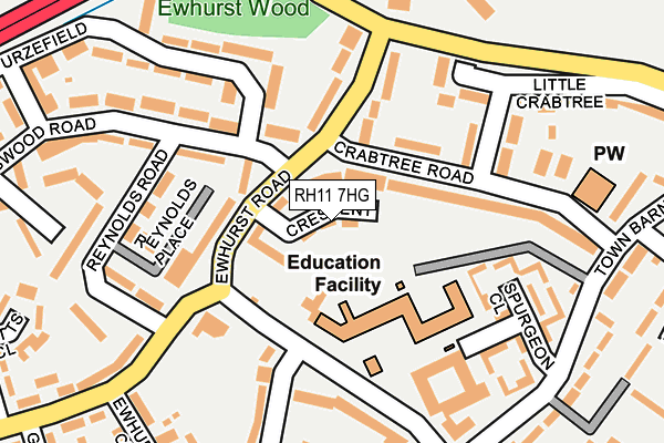 RH11 7HG map - OS OpenMap – Local (Ordnance Survey) RH11 7HG map - OS OpenMap – Local (Ordnance Survey)