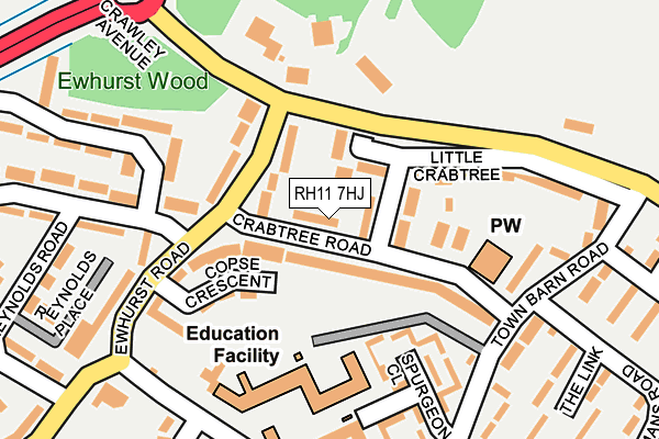 RH11 7HJ map - OS OpenMap – Local (Ordnance Survey) RH11 7HJ map - OS OpenMap – Local (Ordnance Survey)
