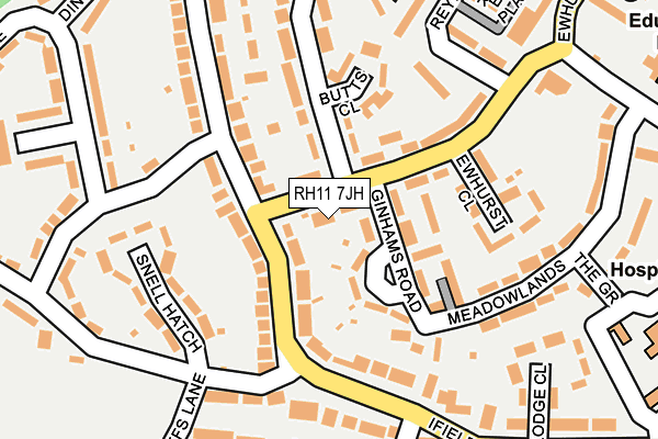RH11 7JH map - OS OpenMap – Local (Ordnance Survey) RH11 7JH map - OS OpenMap – Local (Ordnance Survey)