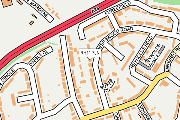 RH11 7JN map - OS OpenMap – Local (Ordnance Survey) RH11 7JN map - OS OpenMap – Local (Ordnance Survey)