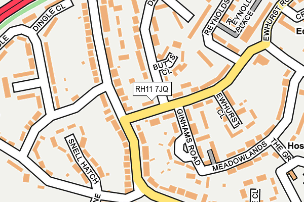 RH11 7JQ map - OS OpenMap – Local (Ordnance Survey) RH11 7JQ map - OS OpenMap – Local (Ordnance Survey)