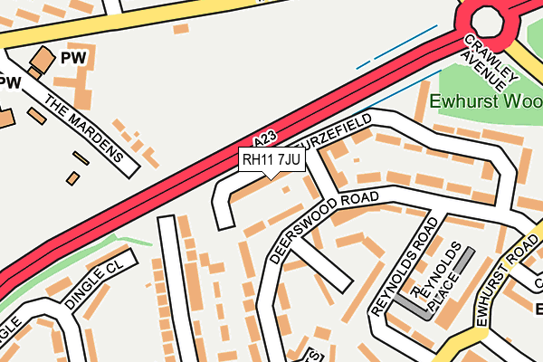 RH11 7JU map - OS OpenMap – Local (Ordnance Survey) RH11 7JU map - OS OpenMap – Local (Ordnance Survey)