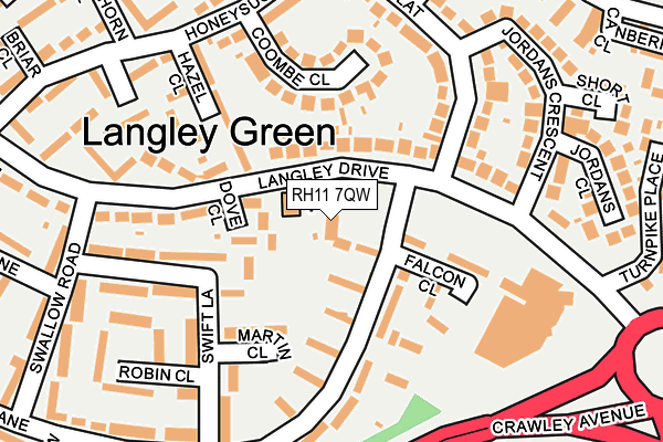RH11 7QW map - OS OpenMap – Local (Ordnance Survey) RH11 7QW map - OS OpenMap – Local (Ordnance Survey)