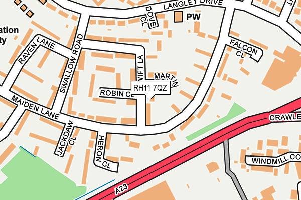 RH11 7QZ map - OS OpenMap – Local (Ordnance Survey) RH11 7QZ map - OS OpenMap – Local (Ordnance Survey)