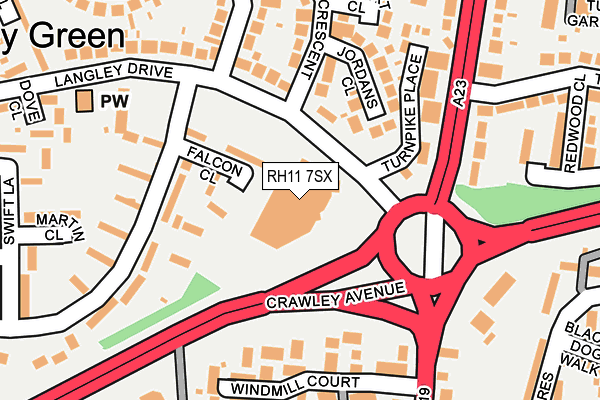 RH11 7SX map - OS OpenMap – Local (Ordnance Survey) RH11 7SX map - OS OpenMap – Local (Ordnance Survey)