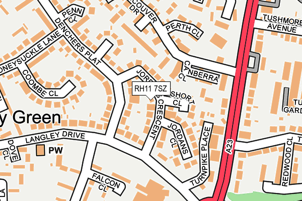 RH11 7SZ map - OS OpenMap – Local (Ordnance Survey) RH11 7SZ map - OS OpenMap – Local (Ordnance Survey)