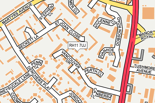 RH11 7UJ map - OS OpenMap – Local (Ordnance Survey) RH11 7UJ map - OS OpenMap – Local (Ordnance Survey)