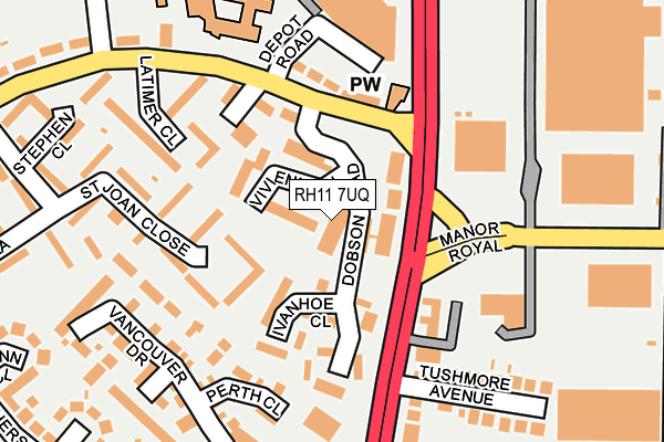 RH11 7UQ map - OS OpenMap – Local (Ordnance Survey)