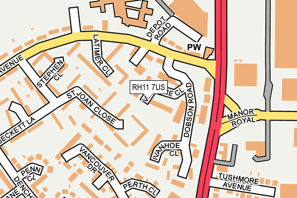 RH11 7US map - OS OpenMap – Local (Ordnance Survey) RH11 7US map - OS OpenMap – Local (Ordnance Survey)