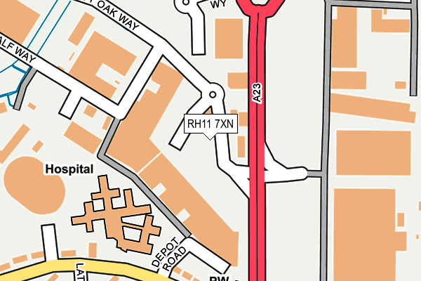 RH11 7XN map - OS OpenMap – Local (Ordnance Survey) RH11 7XN map - OS OpenMap – Local (Ordnance Survey)