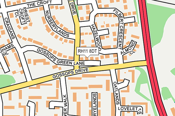 RH11 8DT map - OS OpenMap – Local (Ordnance Survey) RH11 8DT map - OS OpenMap – Local (Ordnance Survey)
