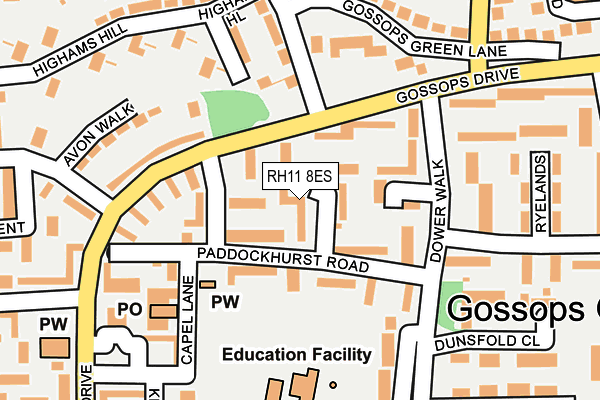 RH11 8ES map - OS OpenMap – Local (Ordnance Survey) RH11 8ES map - OS OpenMap – Local (Ordnance Survey)