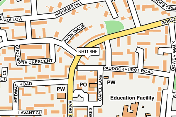 RH11 8HF map - OS OpenMap – Local (Ordnance Survey) RH11 8HF map - OS OpenMap – Local (Ordnance Survey)