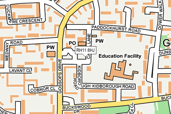 RH11 8HJ map - OS OpenMap – Local (Ordnance Survey) RH11 8HJ map - OS OpenMap – Local (Ordnance Survey)