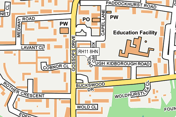 RH11 8HN map - OS OpenMap – Local (Ordnance Survey) RH11 8HN map - OS OpenMap – Local (Ordnance Survey)