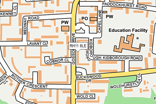 RH11 8LE map - OS OpenMap – Local (Ordnance Survey) RH11 8LE map - OS OpenMap – Local (Ordnance Survey)