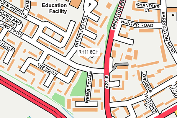 RH11 8QH map - OS OpenMap – Local (Ordnance Survey) RH11 8QH map - OS OpenMap – Local (Ordnance Survey)