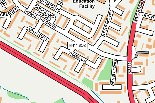 RH11 8QZ map - OS OpenMap – Local (Ordnance Survey) RH11 8QZ map - OS OpenMap – Local (Ordnance Survey)