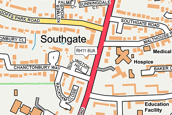 RH11 8UA map - OS OpenMap – Local (Ordnance Survey) RH11 8UA map - OS OpenMap – Local (Ordnance Survey)