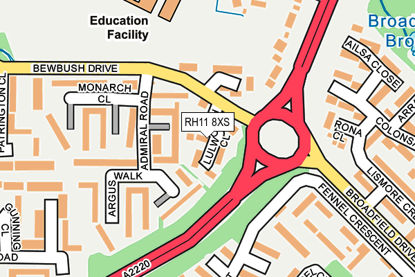 RH11 8XS map - OS OpenMap – Local (Ordnance Survey) RH11 8XS map - OS OpenMap – Local (Ordnance Survey)