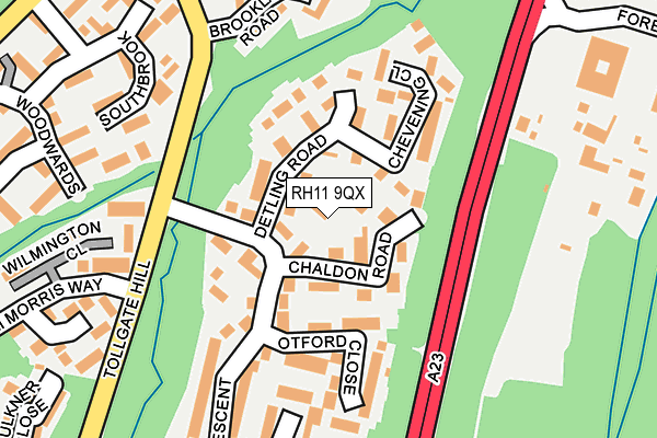 RH11 9QX map - OS OpenMap – Local (Ordnance Survey) RH11 9QX map - OS OpenMap – Local (Ordnance Survey)