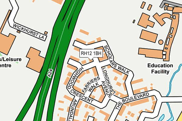 RH12 1BH map - OS OpenMap – Local (Ordnance Survey) RH12 1BH map - OS OpenMap – Local (Ordnance Survey)