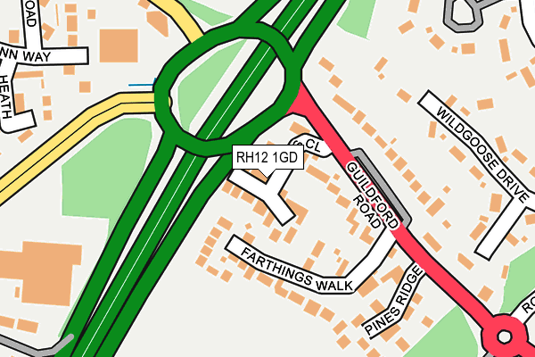 RH12 1GD map - OS OpenMap – Local (Ordnance Survey) RH12 1GD map - OS OpenMap – Local (Ordnance Survey)