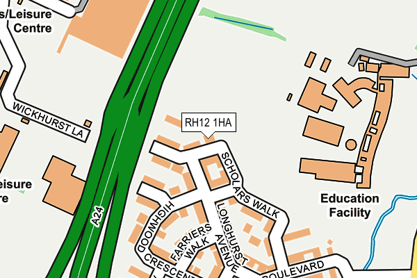 RH12 1HA map - OS OpenMap – Local (Ordnance Survey) RH12 1HA map - OS OpenMap – Local (Ordnance Survey)